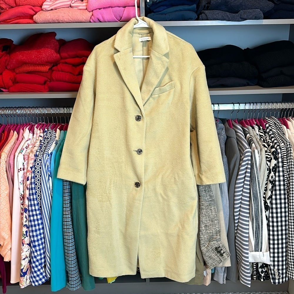 Topshop light greenish yellow long coat size 2
